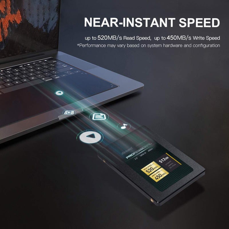 INLAND Professional 512GB SSD 3D TLC NAND SATA III 6Gb/s 2.5" 7mm Internal Solid State Drive (512GB) - Image 3